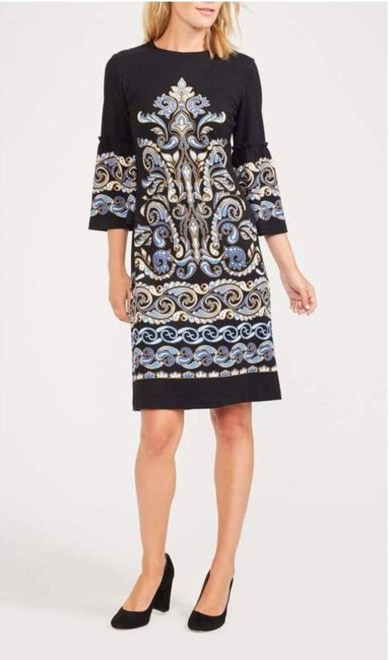 J. Mclaughlin Kinsley Bell Sleeve Dress Neo Turkessa Medium Office